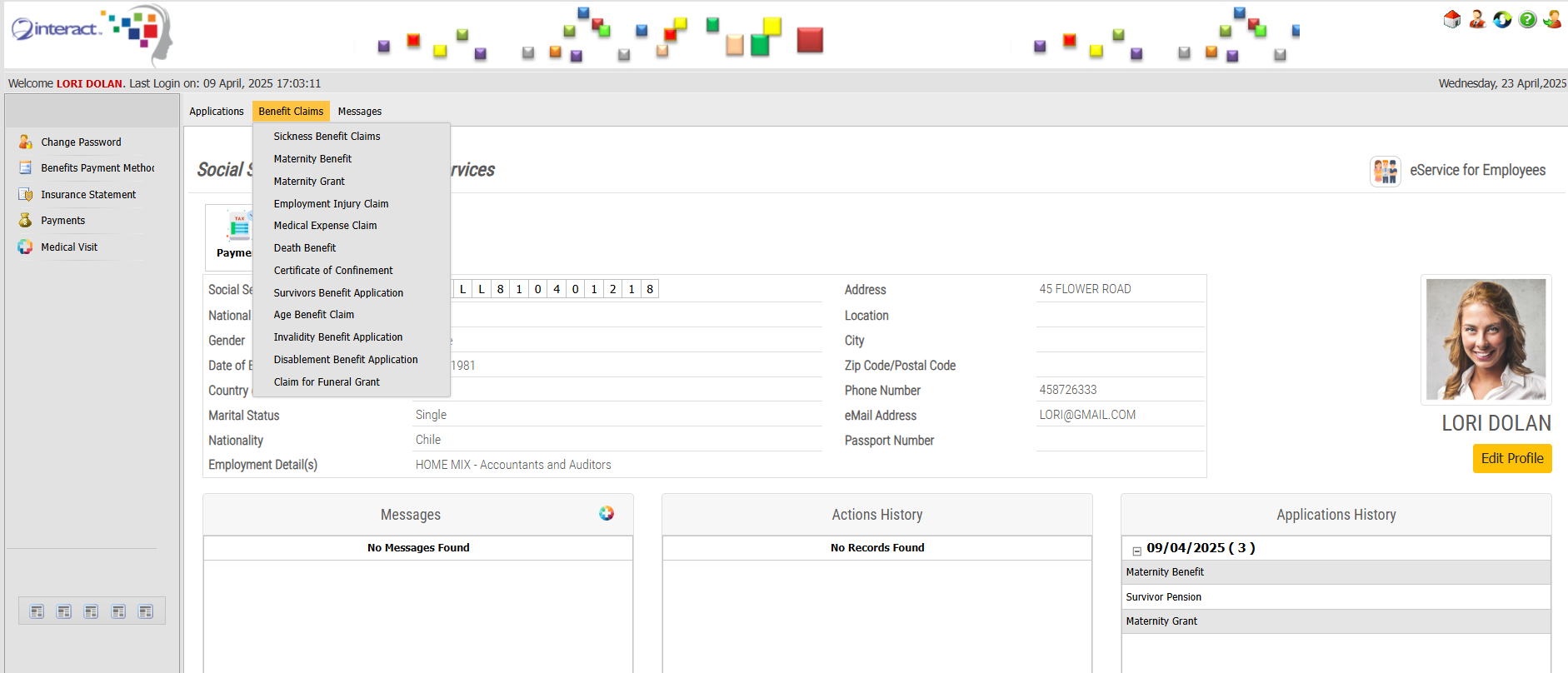 Sso Eservice Menu App SSAS - e-Services